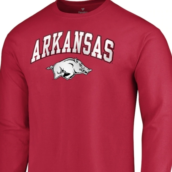 Arkansas Razorbacks Red 100% Cotton Long Sleeve T-Shirt Size 2XL - Picture 2 of 7